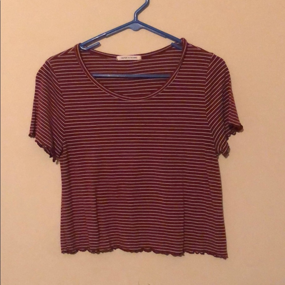 Red Striped Crop Top